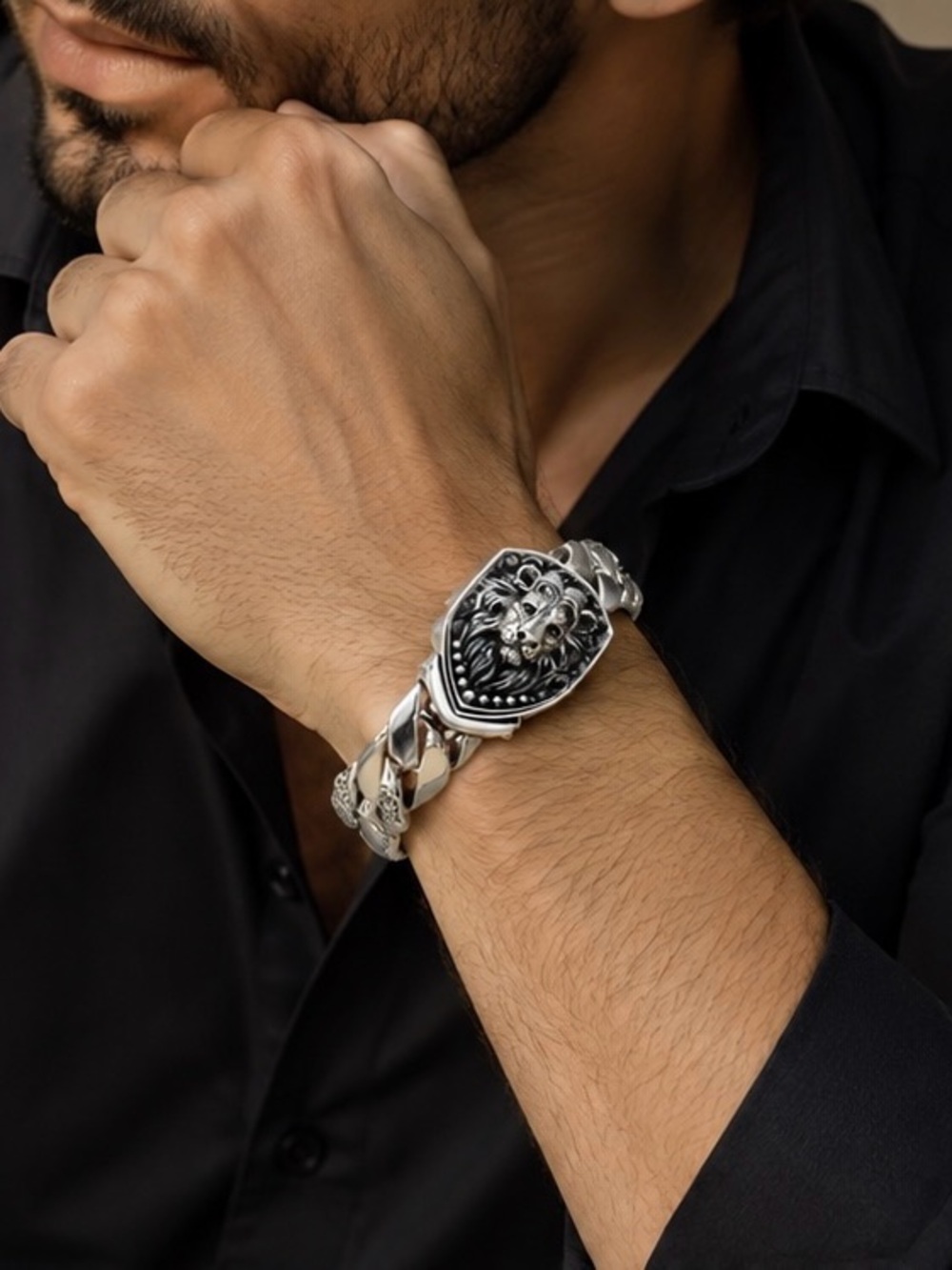 Silver Lion Head Bracelet plated silver 925
